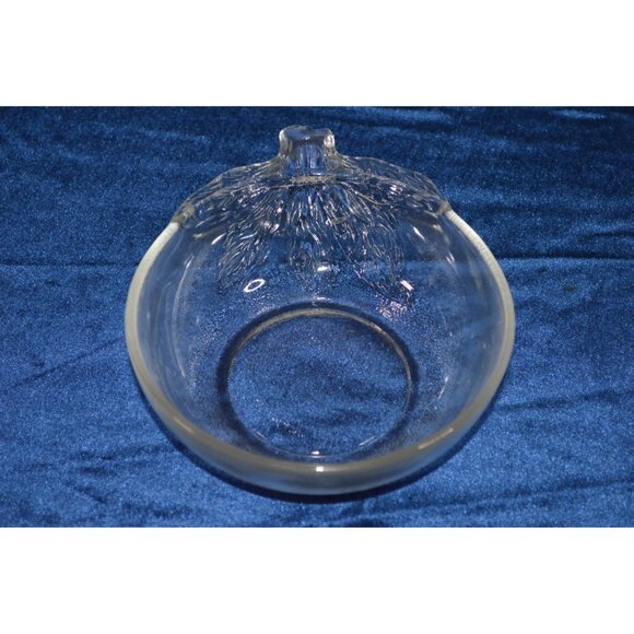 Vintage Indonesia Clear Glass Orange  Shaped Bowl Fruit Dish Embossed Leaf READ - Picture 1 of 9